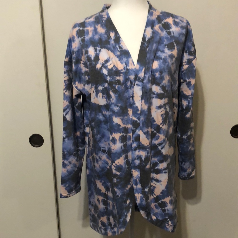 The Sweatshirt project blue tie-dye open cardigan. Size S